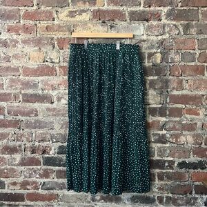Chic Dark Green Polka Dot Maxi Skirt